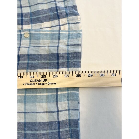 Cherokee Women’s 100% Linen‎ Button Up Blouse Blue Striped Women’s Sz 16W - Picture 6 of 6